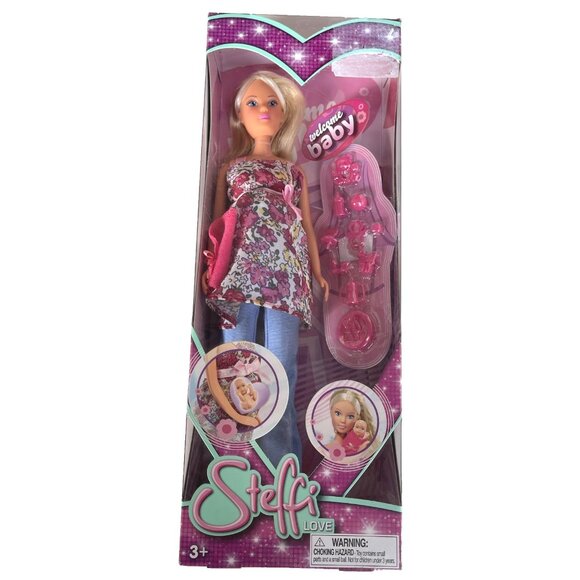 Simba Steffi Love Pregnant Doll Removable Open Tummy 11 Baby Accessories NEW - Picture 4 of 11